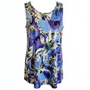 Chico's 2 Slub Tunic Tank‎ Top Womens Size Large 12 Sleeveless Blue NWT